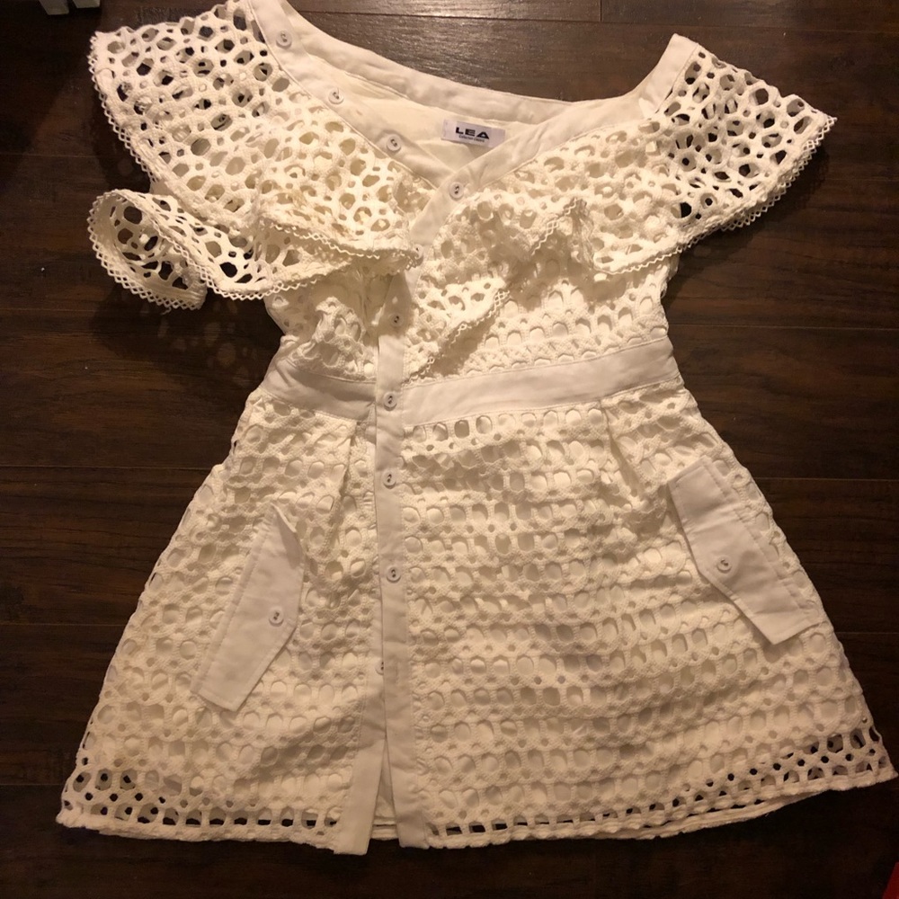 White Ruffle Mini Dress/S